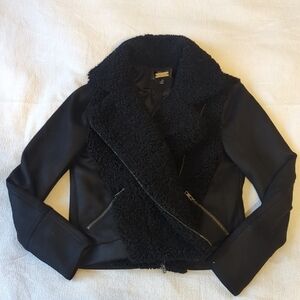 Greylin Women's Black Shearling Moto Jacket